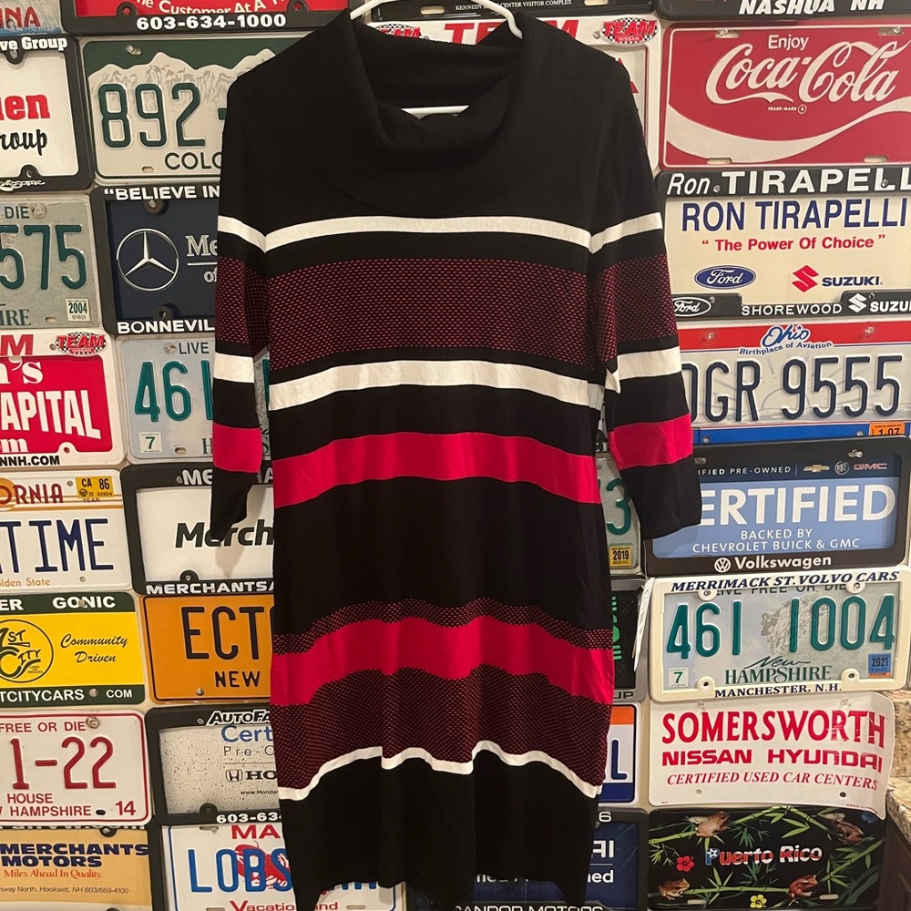 NWT- Studio One red/black/white turtleneck sweater dress